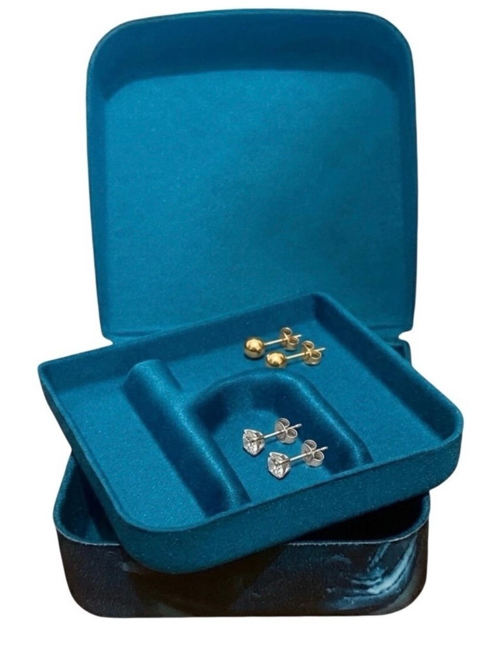 Havaianas Jewelry Case Blue Marbled Rubber Travel Organizer Storage‎ Jewelry Box